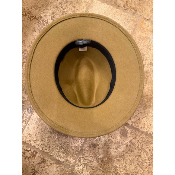 Gelso Bianco Made In Italy Wool Fedora Hat With Geometric Band Beige & Brown - Picture 5 of 5